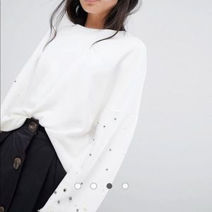 Stradivarius Pearl Embellished Sweater